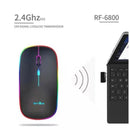 Mouse Sem Fio Optico Silencioso Ergonômico Recarregável Led RGB USB Wirelless 2.4ghz