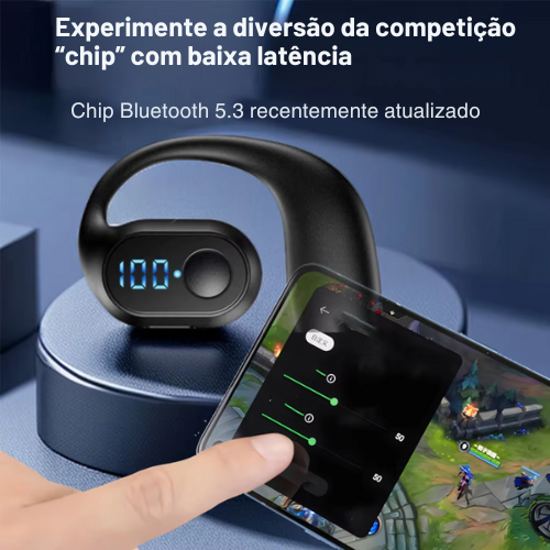 Bluetooth 5.3 fone de ouvido tws sem fio tipo gancho, estéreo, redução de ruído e à prova da água