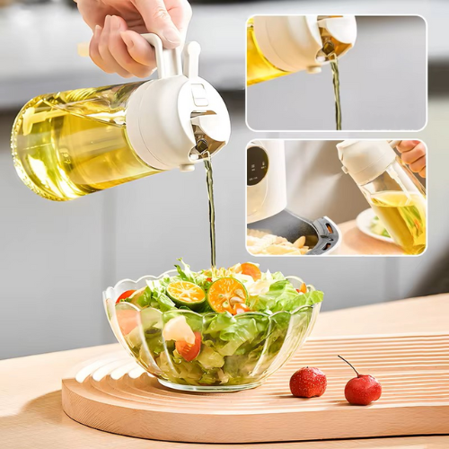 2 em 1  Spray  Pulverizador e Dispenser de óleo 500ml