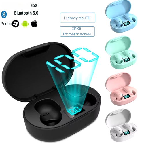 Fone De Ouvido Sem Fio E6s Bluetooth 5.0 Tws Macaron