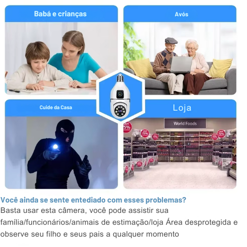 Câmera wifi 8mp 8x zoom lente dupla com vigilância interna e rastreamento humano, sem fio com áudio bidirecional  e cor visão noturna