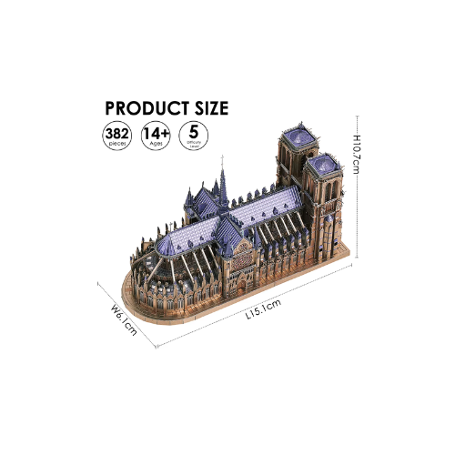 Peça Modelo 3D Quebra-cabeças de metal, Catedral de Notre Dame Paris DIY,  Kits de Construção Brinquedos para Adultos / Crianças