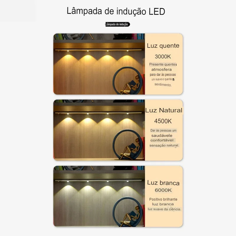 Lâmpada Led Magnética Com Sensor de Movimento Fácil Instalação Design Elegante e Moderno