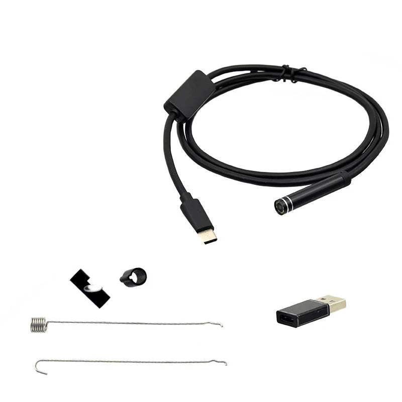Câmera Endoscópica para Smartphone e PC 7.0mm usb tipo-c  com cabo de 2m flexível com 6 leds Ajustável