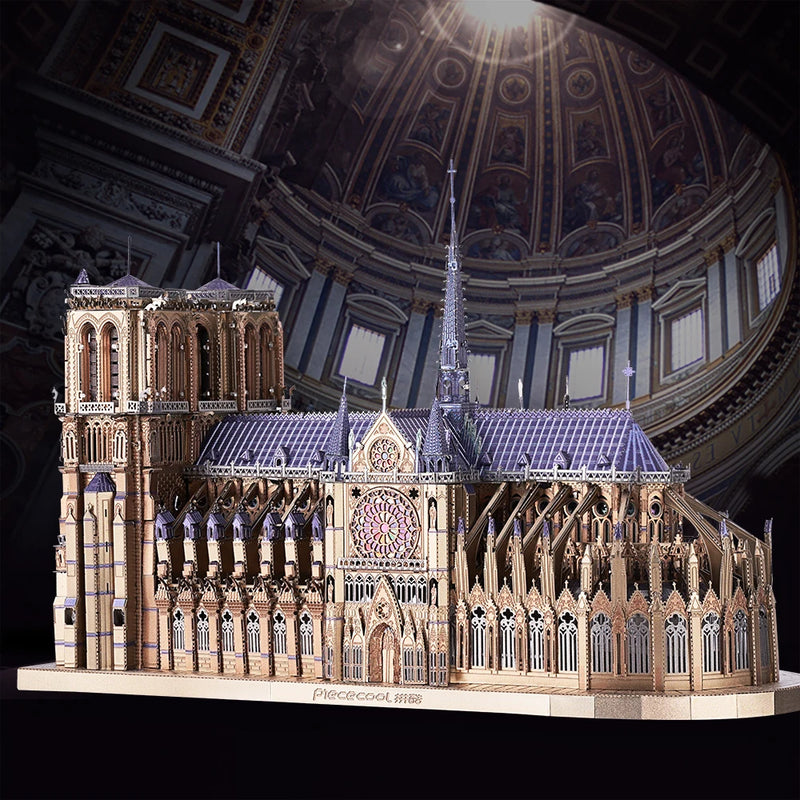 Peça Modelo 3D Quebra-cabeças de metal, Catedral de Notre Dame Paris DIY,  Kits de Construção Brinquedos para Adultos / Crianças