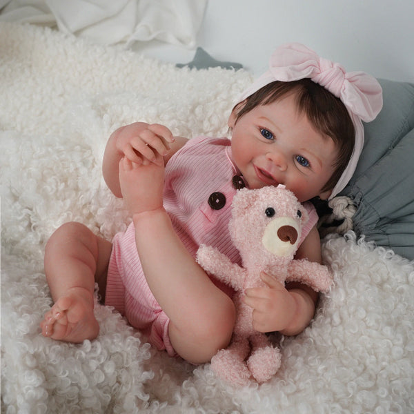 Bebê Reborn menina 48cm Ultra Realista 100% feito à mão, Pele de silicone Premium Super Macio