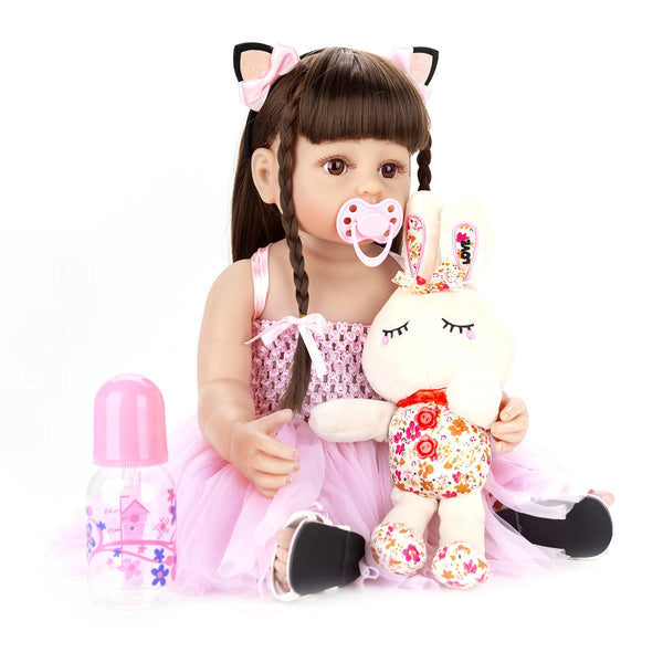Bebê Reborn menina Ultra Realista 55cm corpo de silicone 100% feito á mão