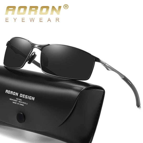 Óculos de sol Masculino/Feminino Aoron Polarizado armação de metal uv400 Anti-reflexo