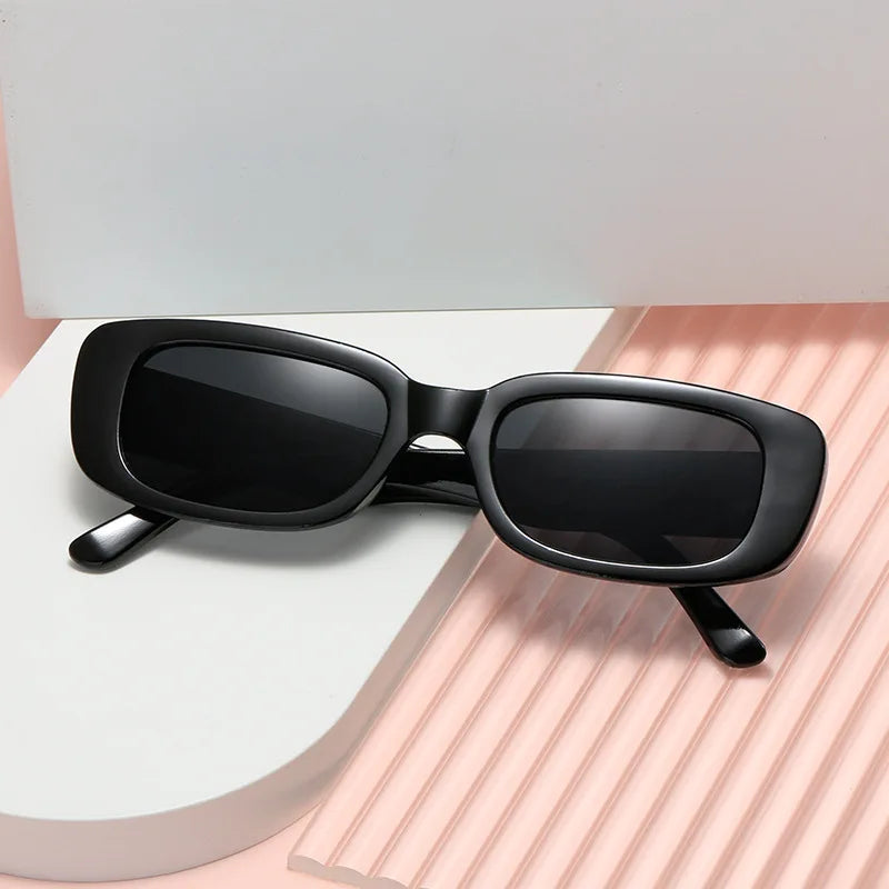 Óculos de sol retro moda masculina e feminina vintage popular moldura quadrada retângulo óculos de sol proteção uv