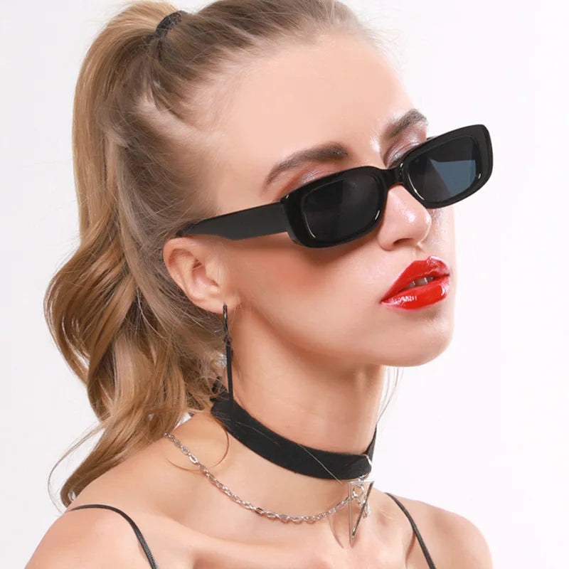 Óculos de sol retro moda masculina e feminina vintage popular moldura quadrada retângulo óculos de sol proteção uv