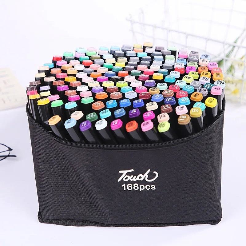 Conjunto de canetas marcadoras de 24 a 168 cores para desenho
