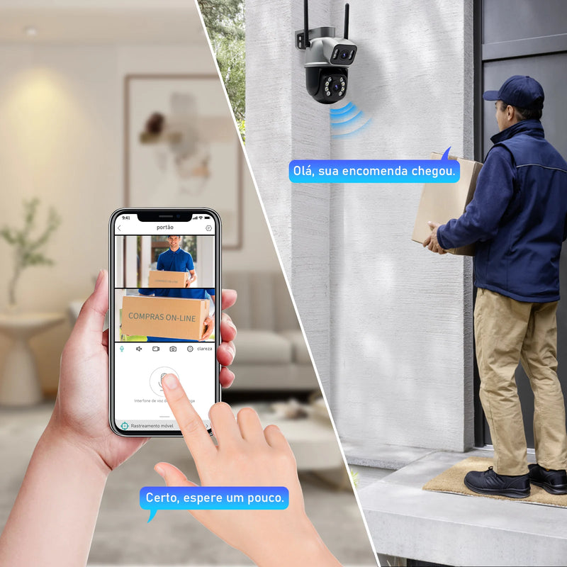 Câmera Wi-Fi Segurança Externa 2 em 1 À Prova D’água  Visão Noturna