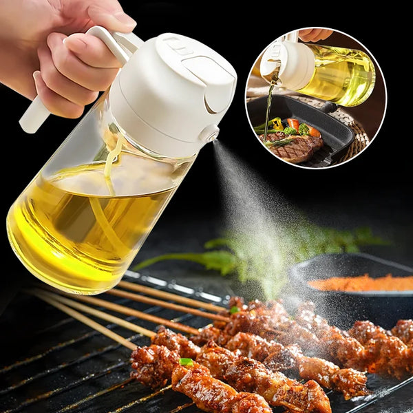 2 em 1  Spray  Pulverizador e Dispenser de óleo 500ml