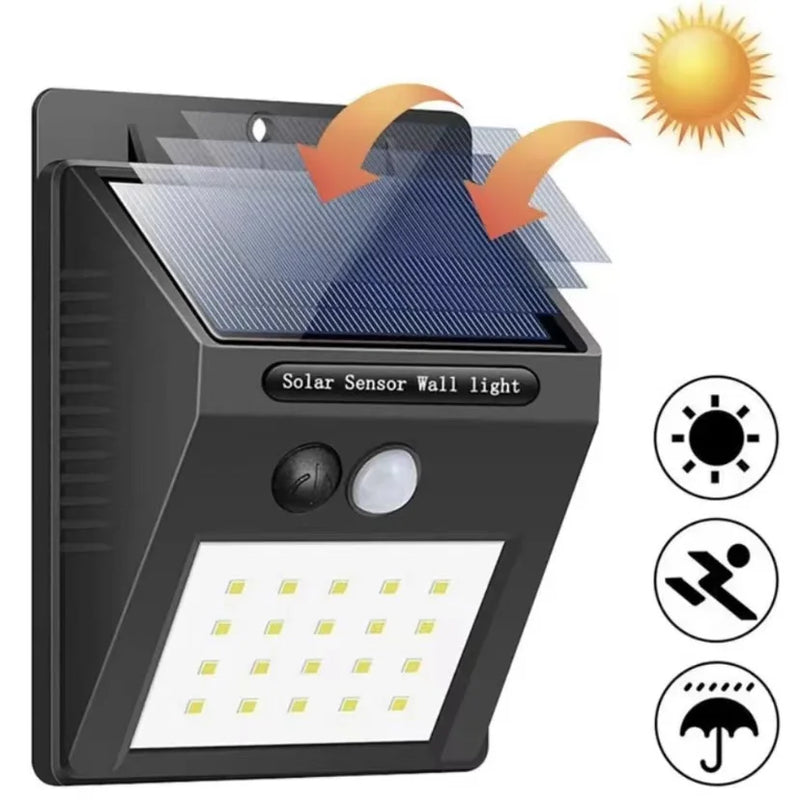 Luminária solar de led luz com sensor de presença e iluminação externa automática